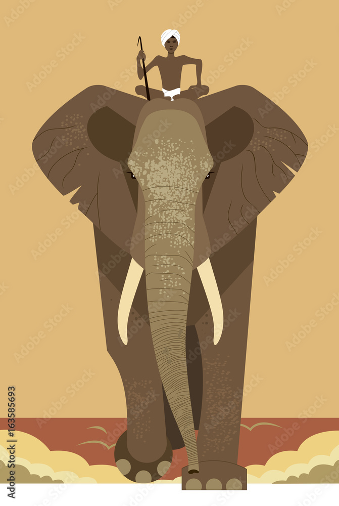 Fototapeta premium Elephant and mahout