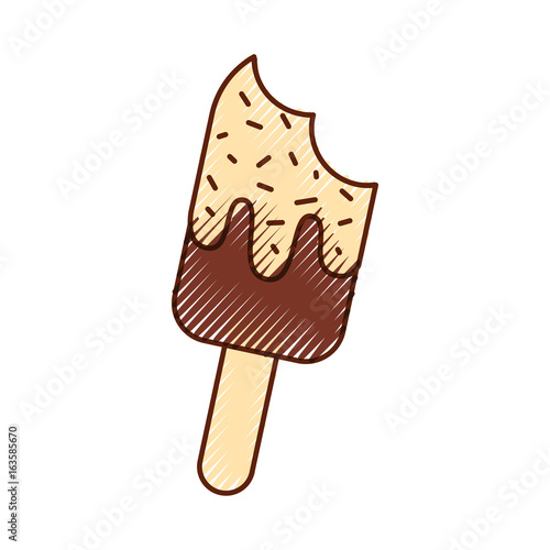 Delicious frozen palette with bite vector illustration design