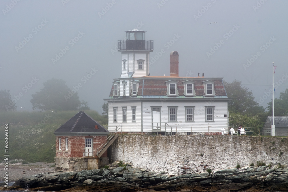 Fog Surrounds Rose Island Lighthouse in Newport, Rhode Island Fog Surrounds Rose Island Lighthouse in Newport, Rhode Island