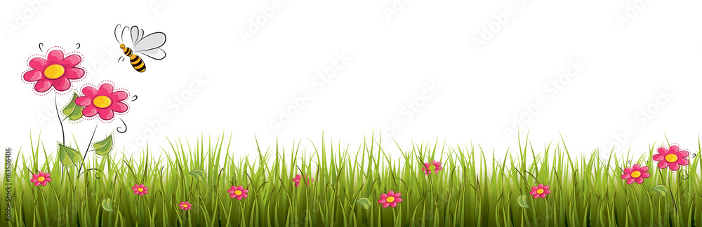 Wektorowe: czerwone kwiaty w trawie <span>plik: #163586406 | autor: Ornavi</span>