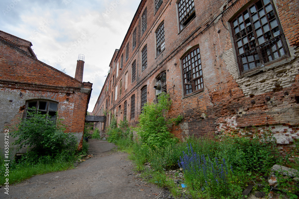 A destroying fabric factory built in the 19th century. Ivanovo Region, central Russia.