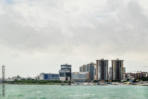 Panorama of Novorossiysk, Russia, on a stormy summer day