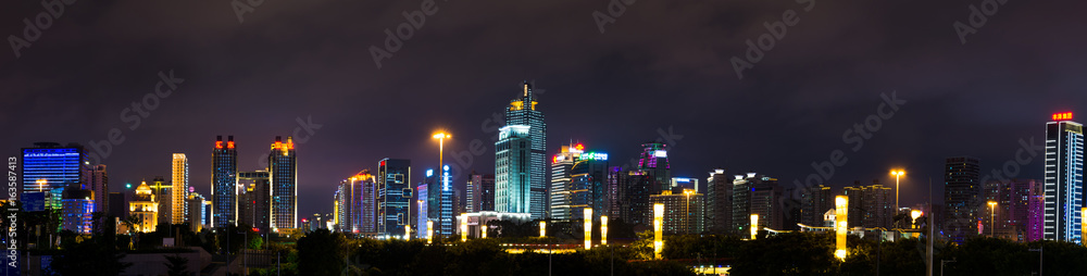 NANNING, CHINA - Modern business and residential buildings of Qingxiu District. Nanning is the capital city of Guangxi province