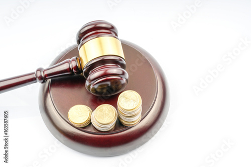 Wood gavel with legal law concept.