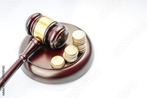 Wood gavel with legal law concept. photo