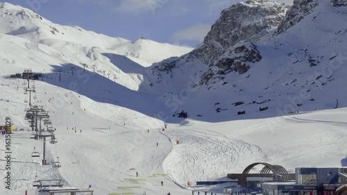 Ski slope with lift in Tignes, Alps