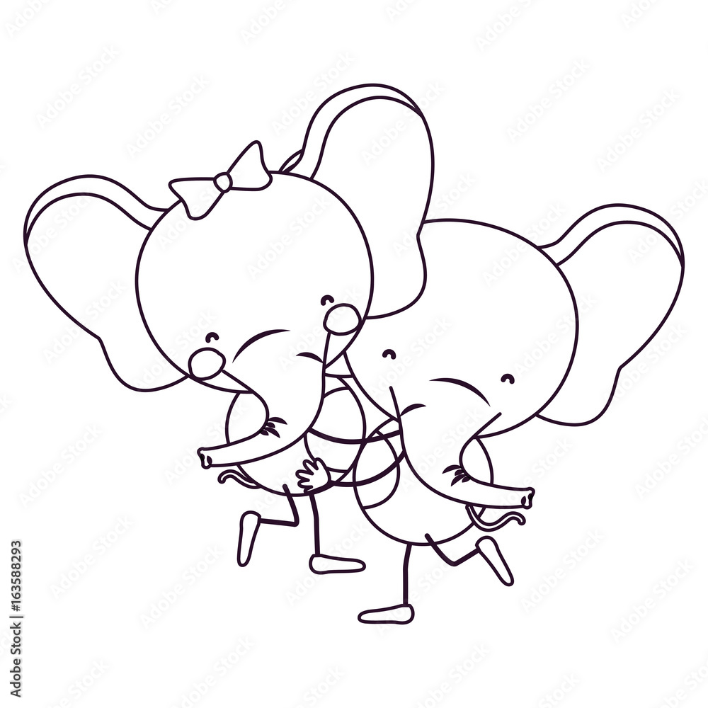 sketch contour caricature with couple of elephants one carrying the other cute animals love vector illustration sketch contour caricature with couple of elephants one carrying the other cute animals love vector illustration