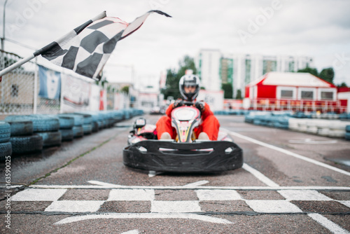 Carting racer on start line, front view