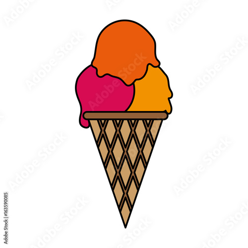 Colorful ice cream cone over white background vector illustration