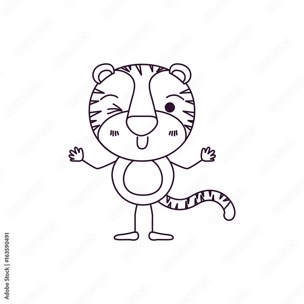 sketch contour caricature of cute tiger wink eye expression vector illustration sketch contour caricature of cute tiger wink eye expression vector illustration