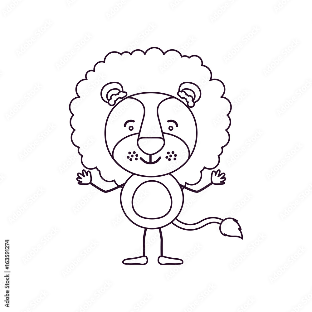 sketch contour caricature of cute lion happiness expression vector illustration sketch contour caricature of cute lion happiness expression vector illustration