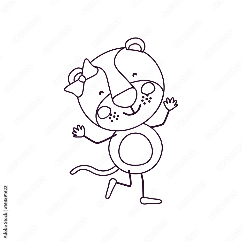 sketch contour caricature of cute expression female lioness in dance pose with bow lace vector illustration sketch contour caricature of cute expression female lioness in dance pose with bow lace vector illustration