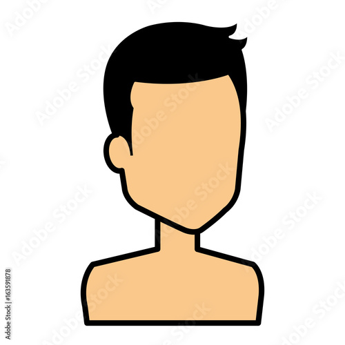 young man shirtless avatar character vector illustration design