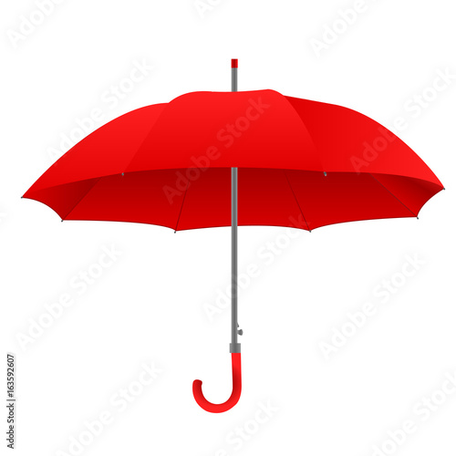 Vector illustration of classic  opened red umbrella isolated on white background.