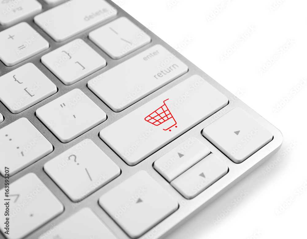 White keys of computer keyboard on white background, closeup White keys of computer keyboard on white background, closeup