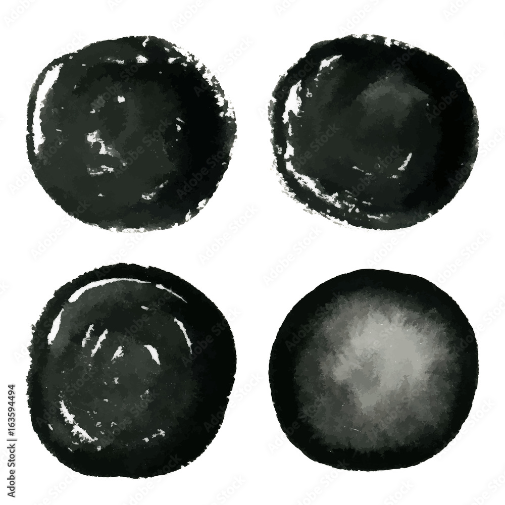 Hand drawn grunge circles ink watercolor banner Hand drawn grunge circles ink watercolor banner