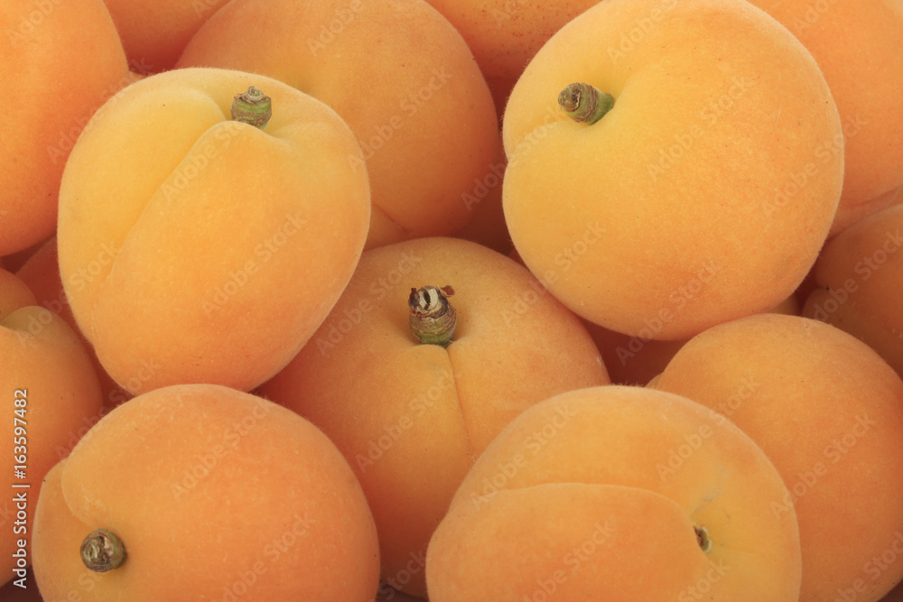 Apricots on the market. Fruits background.