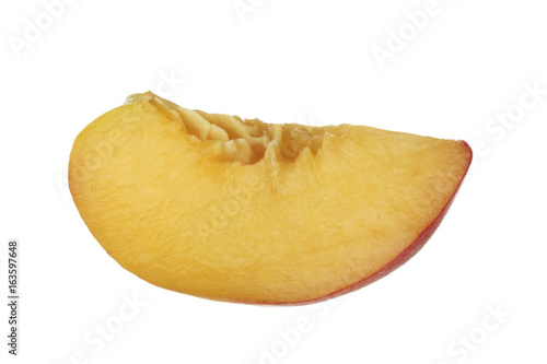 peach slice isolated on white background