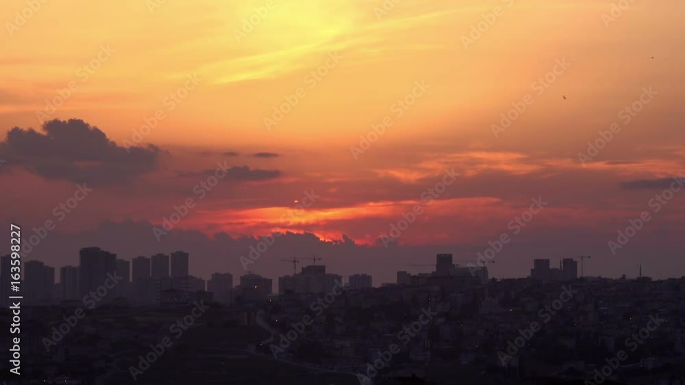 Beautiful cloudy sky at sunset over city, Turkey Beautiful cloudy sky at sunset over city, Turkey