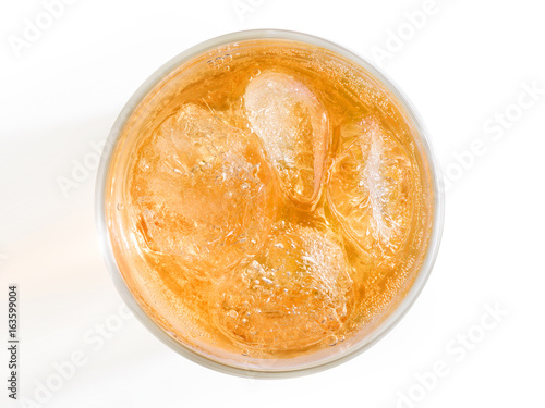 Obraz na płótnie Orange drink with ice top view. w salonie