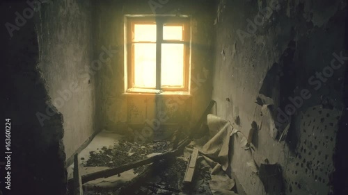 Dead city.Dark room in an abandoned building