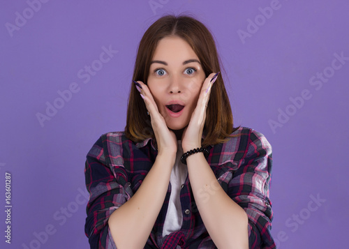 Young pretty emotional woman, cute girl  