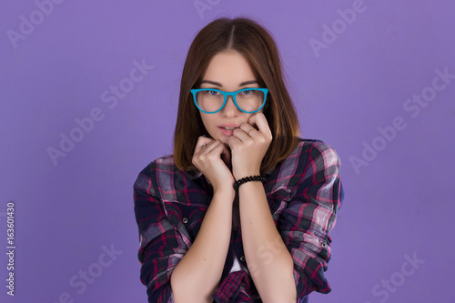 Young pretty emotional woman, cute girl  