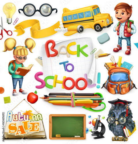 School and education. Back to school. 3d vector icon set