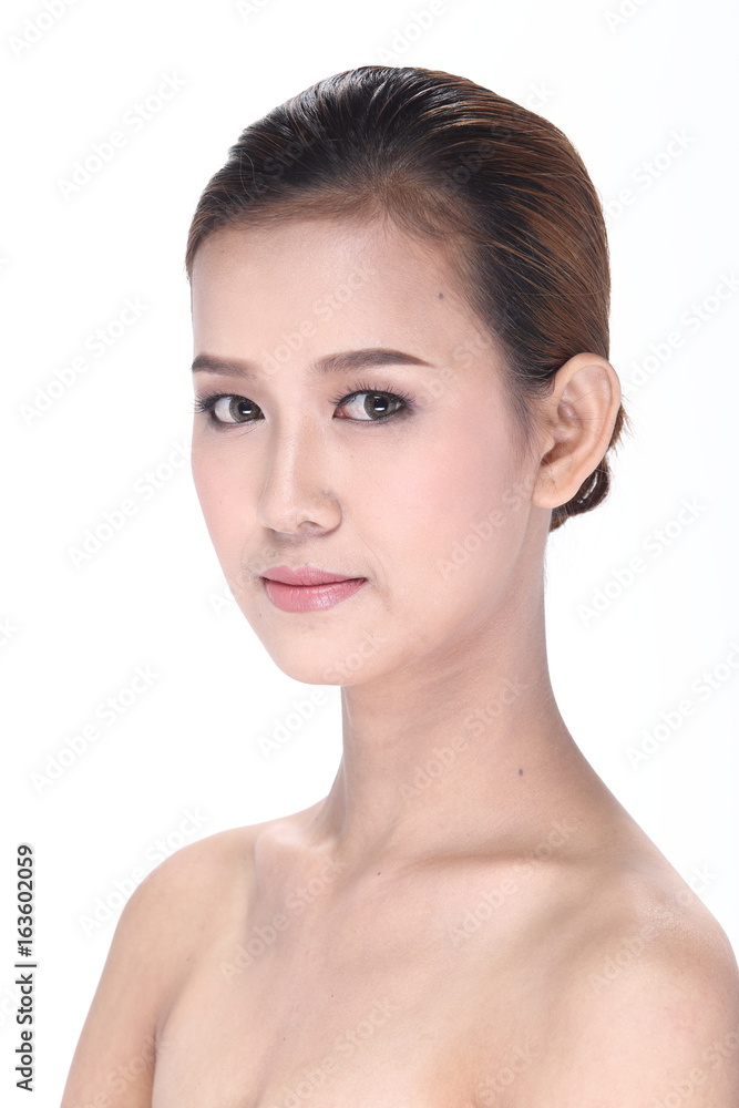 Asian Woman after make up hair style. no retouch, fresh face with acne, Asian Woman after make up hair style. no retouch, fresh face with acne,