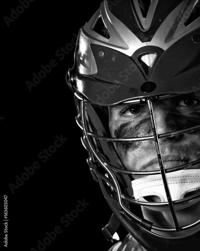 Lacrosse player intense