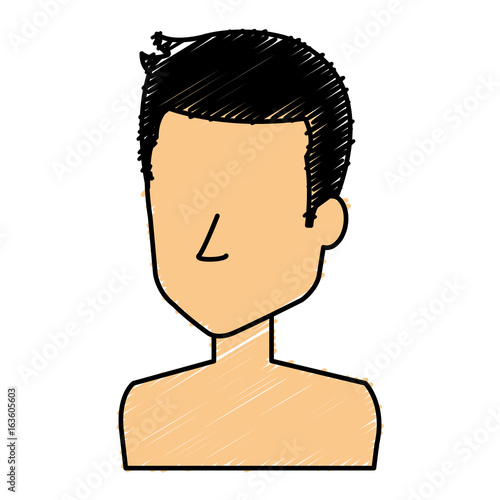 young man shirtless avatar character vector illustration design