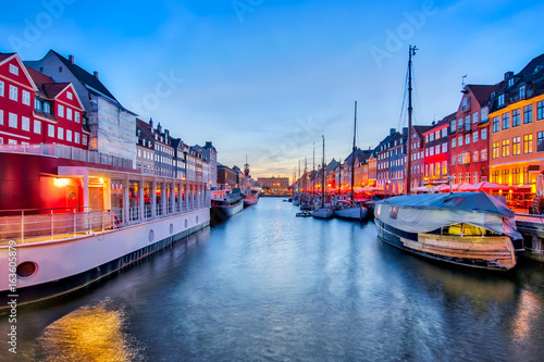 Nyhavn with colorful facades of old houses in Copenhagen, Denmark