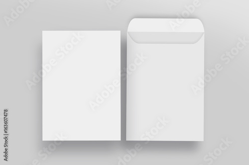 White envelope C4 two sides, presentation mock up, isolated background