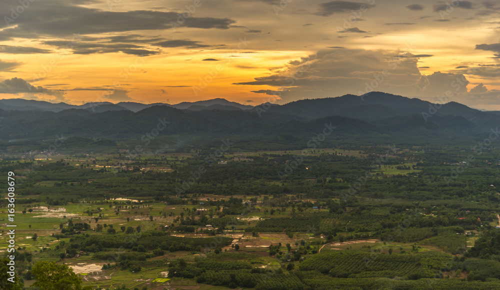 Beautiful landscape of the mountain background Sunset in Thailand