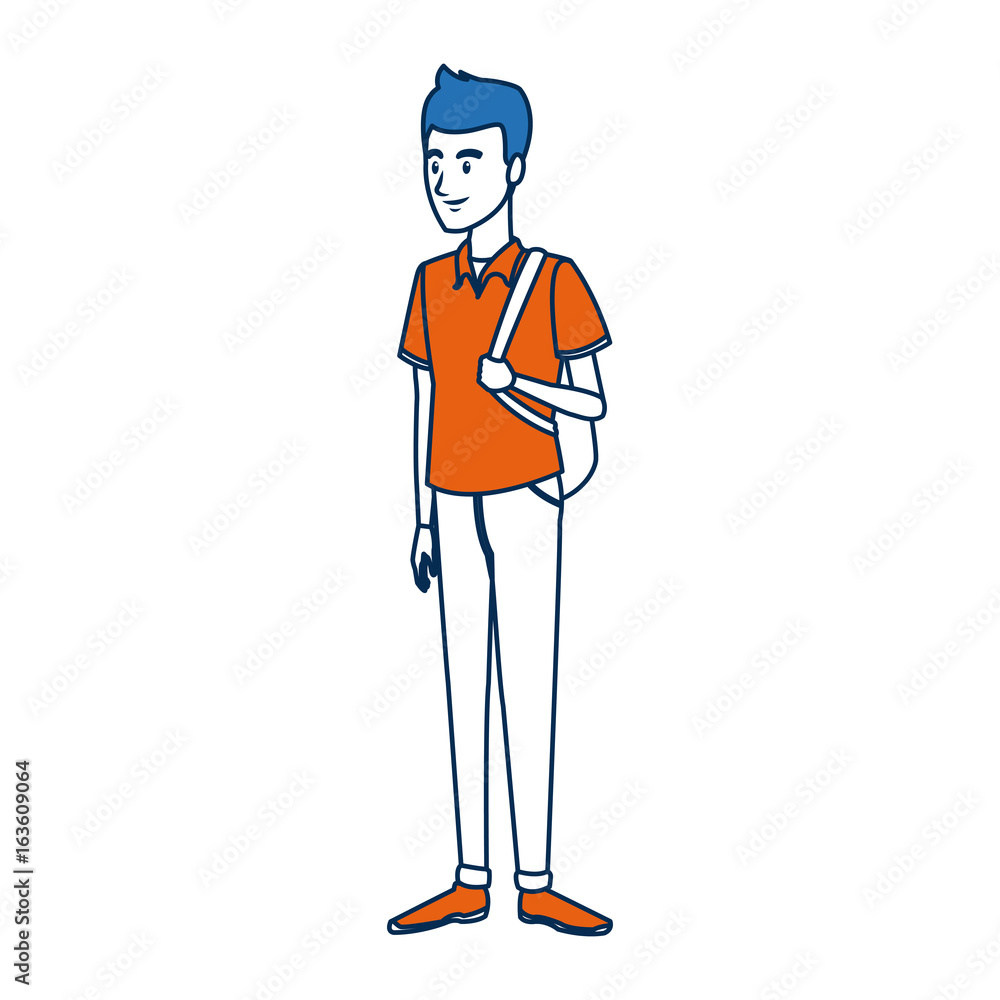 young man student standing cartoon person image young man student standing cartoon person image