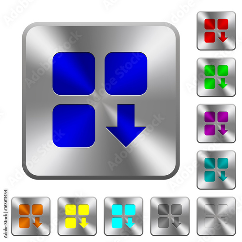 Move down component rounded square steel buttons