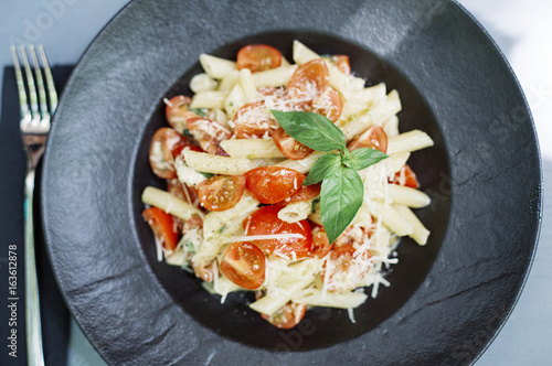 Penne pasta with cheese and...