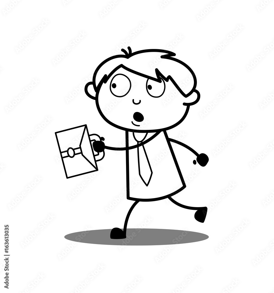 Cartoon Employee Getting Late for Office Cartoon Employee Getting Late for Office