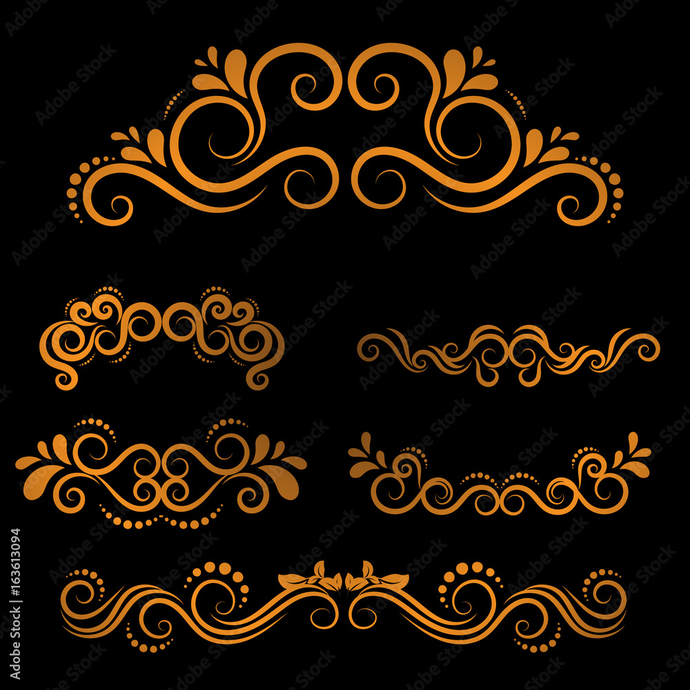 Fototapeta premium Golden luxury Vintage frames and scroll elements 2