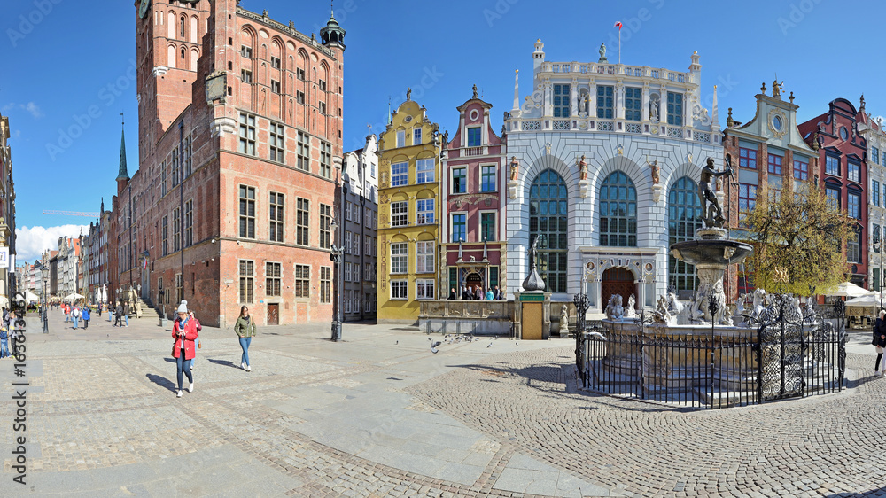 Obraz premium Stare Miasto w Gdańsku - Szyta Panorama