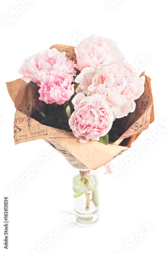 Peonies on white background