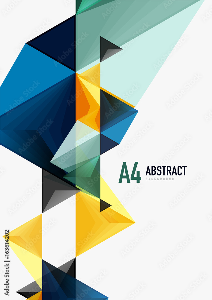 Triangular low poly vector a4 size geometric abstract template Triangular low poly vector a4 size geometric abstract template