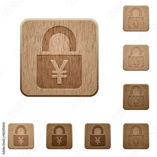 Locked Yens wooden buttons