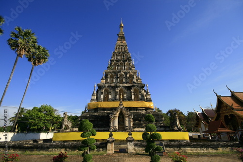 Wat Chedi Liam  square shape pagoda  historical landmark tourist attraction in Chiangmai  Thailand