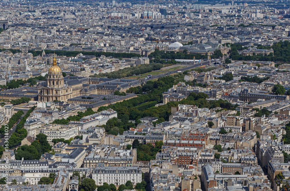 aerial view on district Invalides in Paris