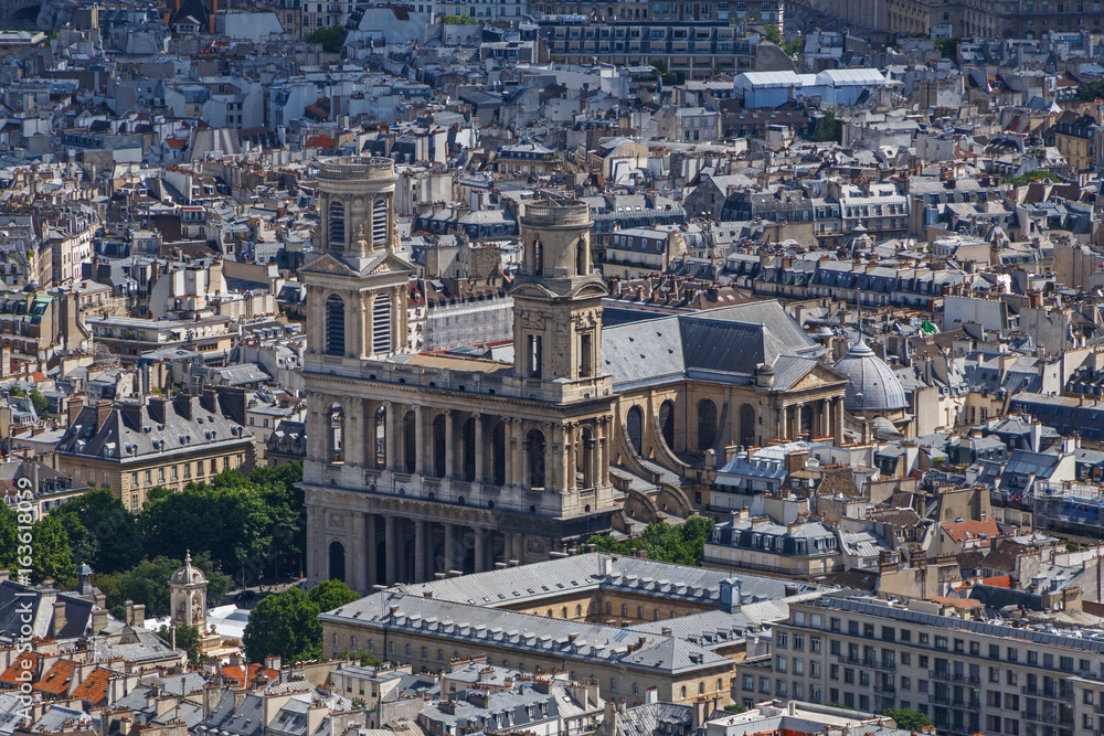 aerial view on Church of Saint-Sulpice in Paris