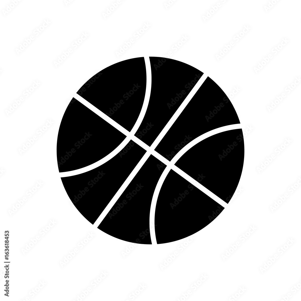 Black and White Basketball Ball Silhouette Vector Icon Isolated Black and White Basketball Ball Silhouette Vector Icon Isolated