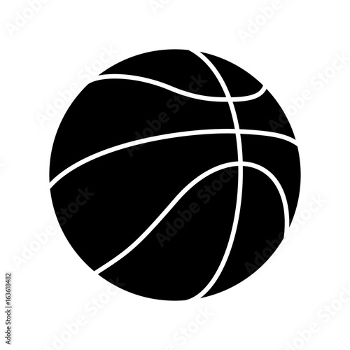 Black and White Basketball Ball Silhouette Vector Icon Isolated