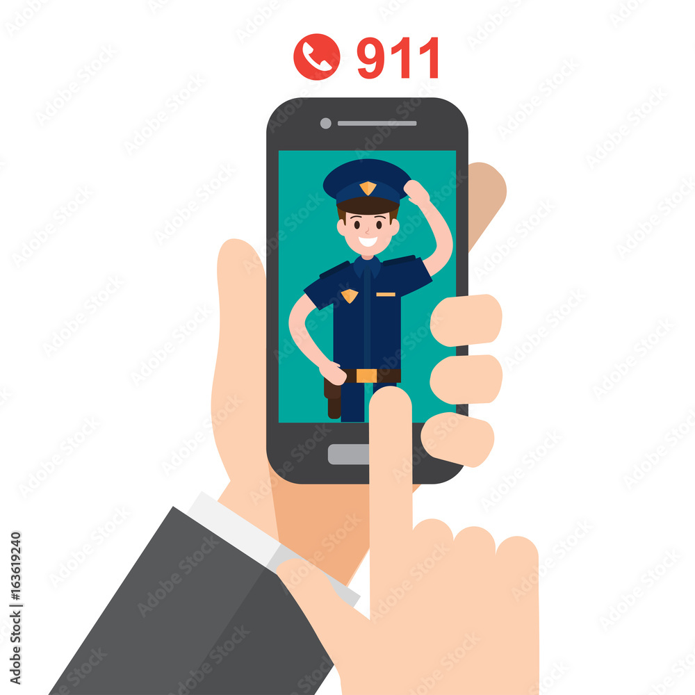 call police , emergency , ambulance , hand holds smartphone. vector illustration. call police , emergency , ambulance , hand holds smartphone. vector illustration.