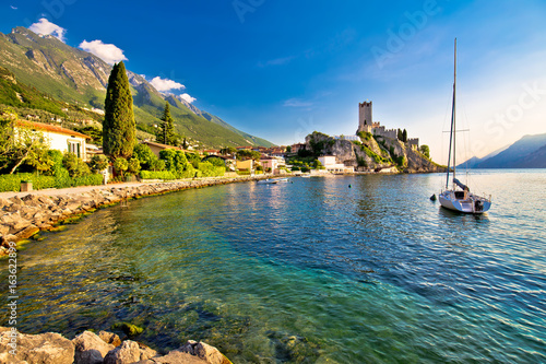 Town of Malcesine castle and waterfront view